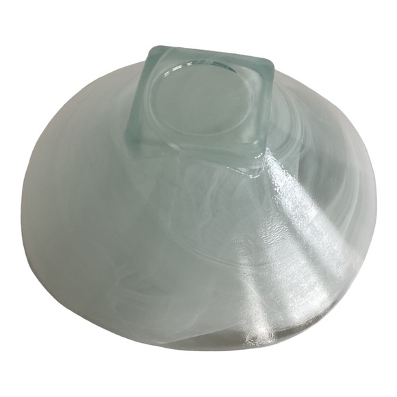Pier 1 Imports White Swirl Recycled Glass Abstract Square Bowl Spain VTG EUC - Picture 12 of 16